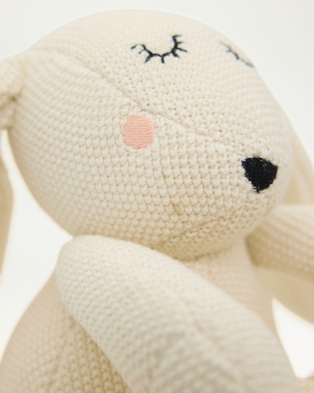 Snuggz Knitted White Bunny Toy & Cotton Baby Blanket Set
