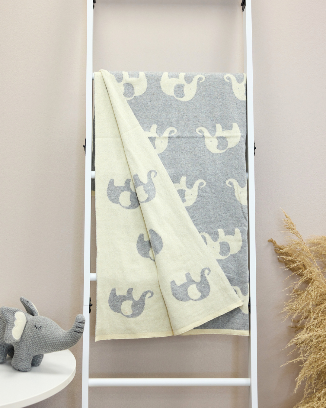 Snuggz Cotton Knitted Elephant Baby Blanket, 80 x 100 cm