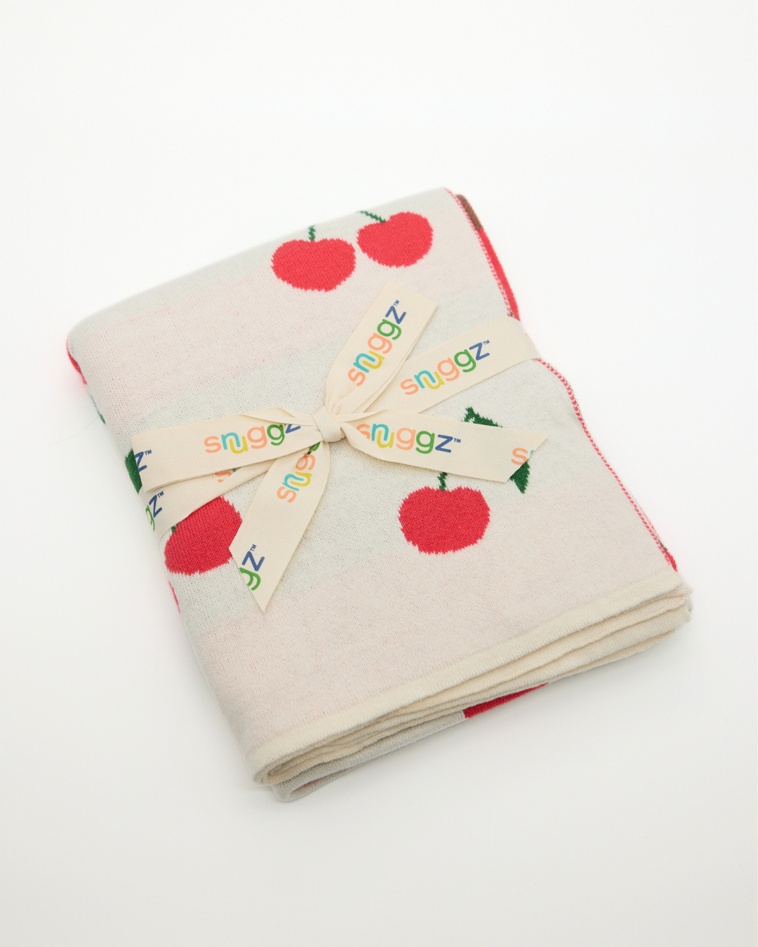 Snuggz Cotton Knitted Cherry Baby Blanket, 80 x 100 cm
