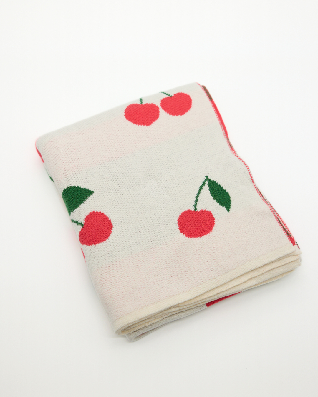 Snuggz Cotton Knitted Cherry Baby Blanket, 80 x 100 cm