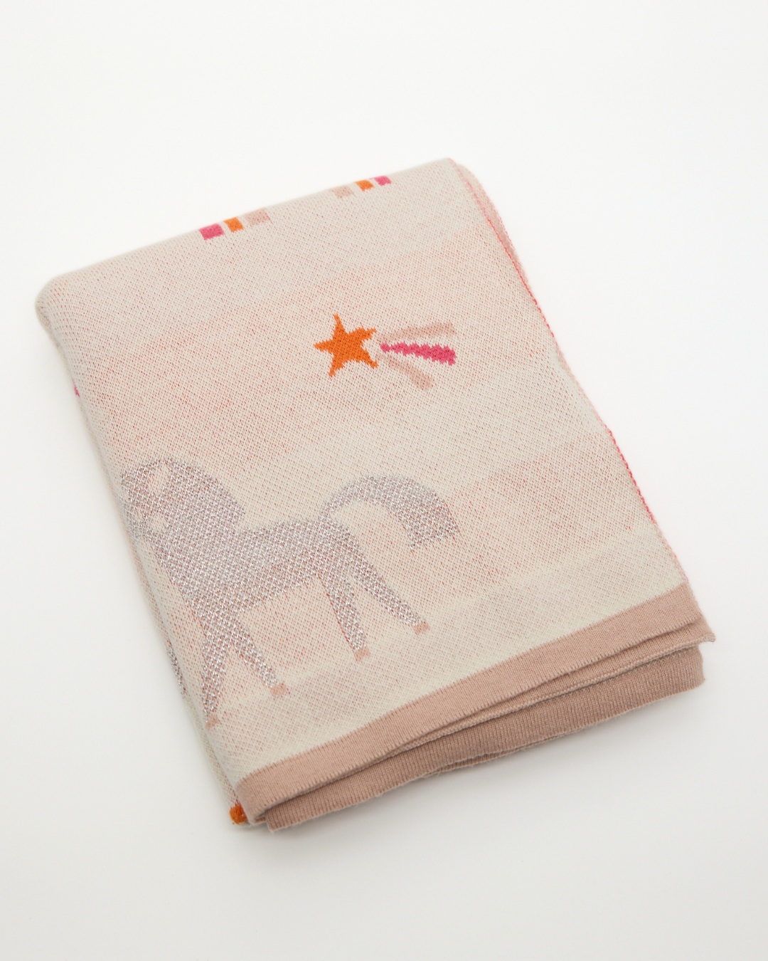 Snuggz Cotton Knitted Pink Unicorn & Rainbow Baby Blanket, 80 x 100 cm