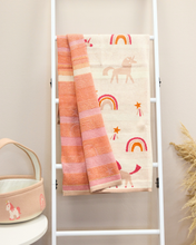 Snuggz Cotton Knitted Pink Unicorn & Rainbow Baby Blanket, 80 x 100 cm