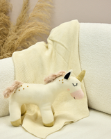 Snuggz Knitted Unicorn Toy & Cotton Baby Blanket Set