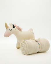 Snuggz Knitted Unicorn Toy & Cotton Baby Blanket Set