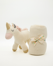 Snuggz Knitted Unicorn Toy & Cotton Baby Blanket Set