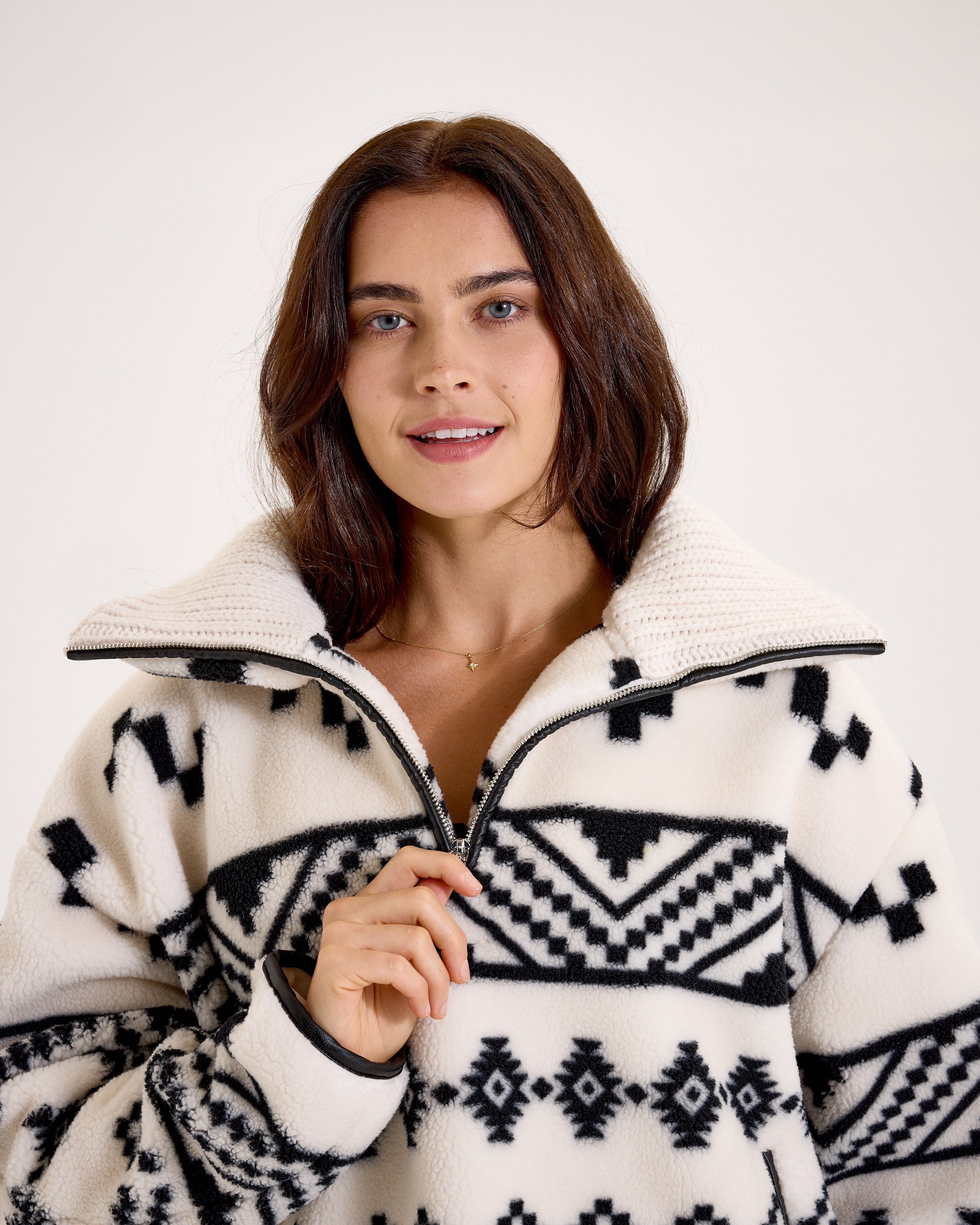 Snuggz Women Aztec Half Zip Borg Sweatshirt