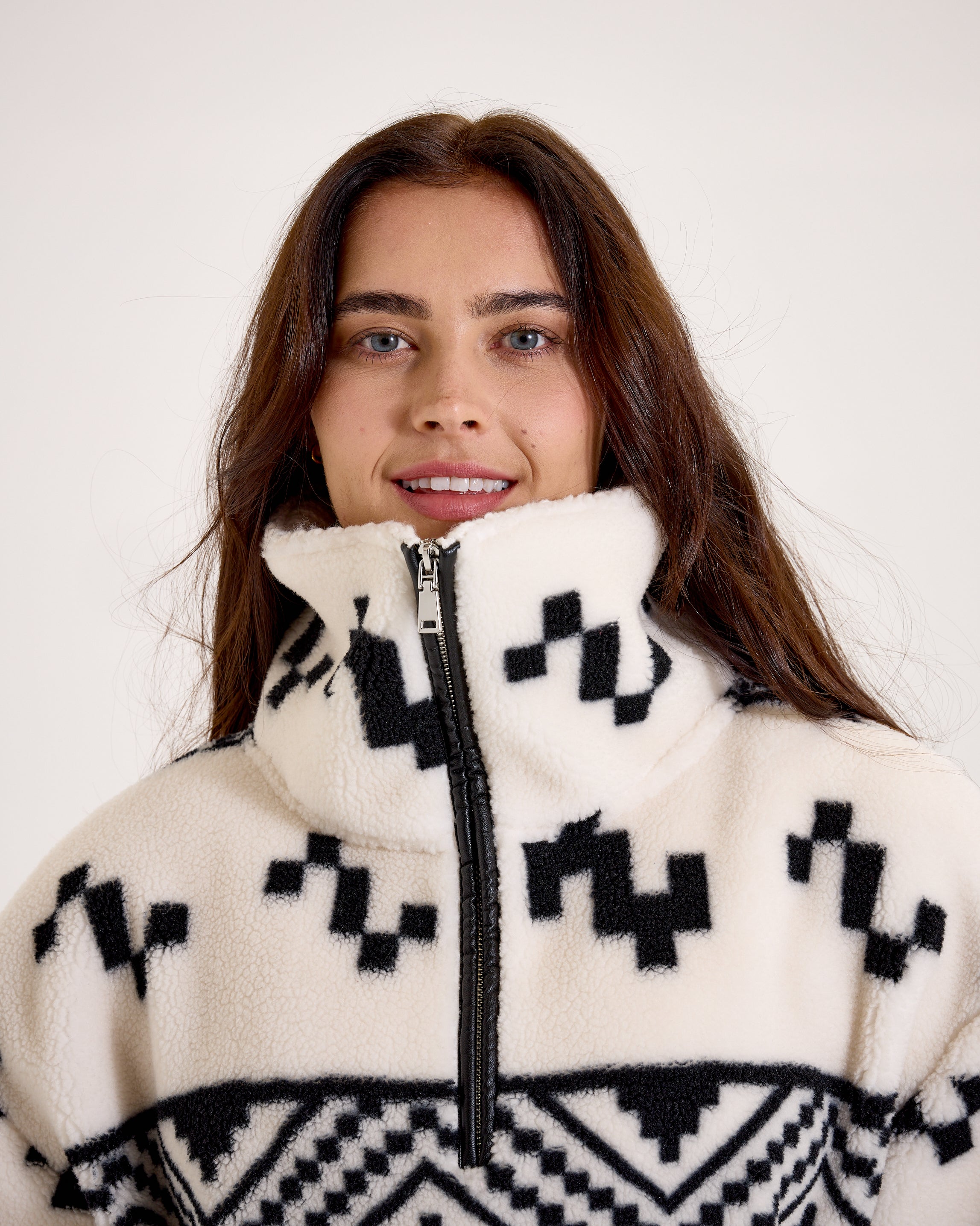 Snuggz Women Aztec Half Zip Borg Sweatshirt