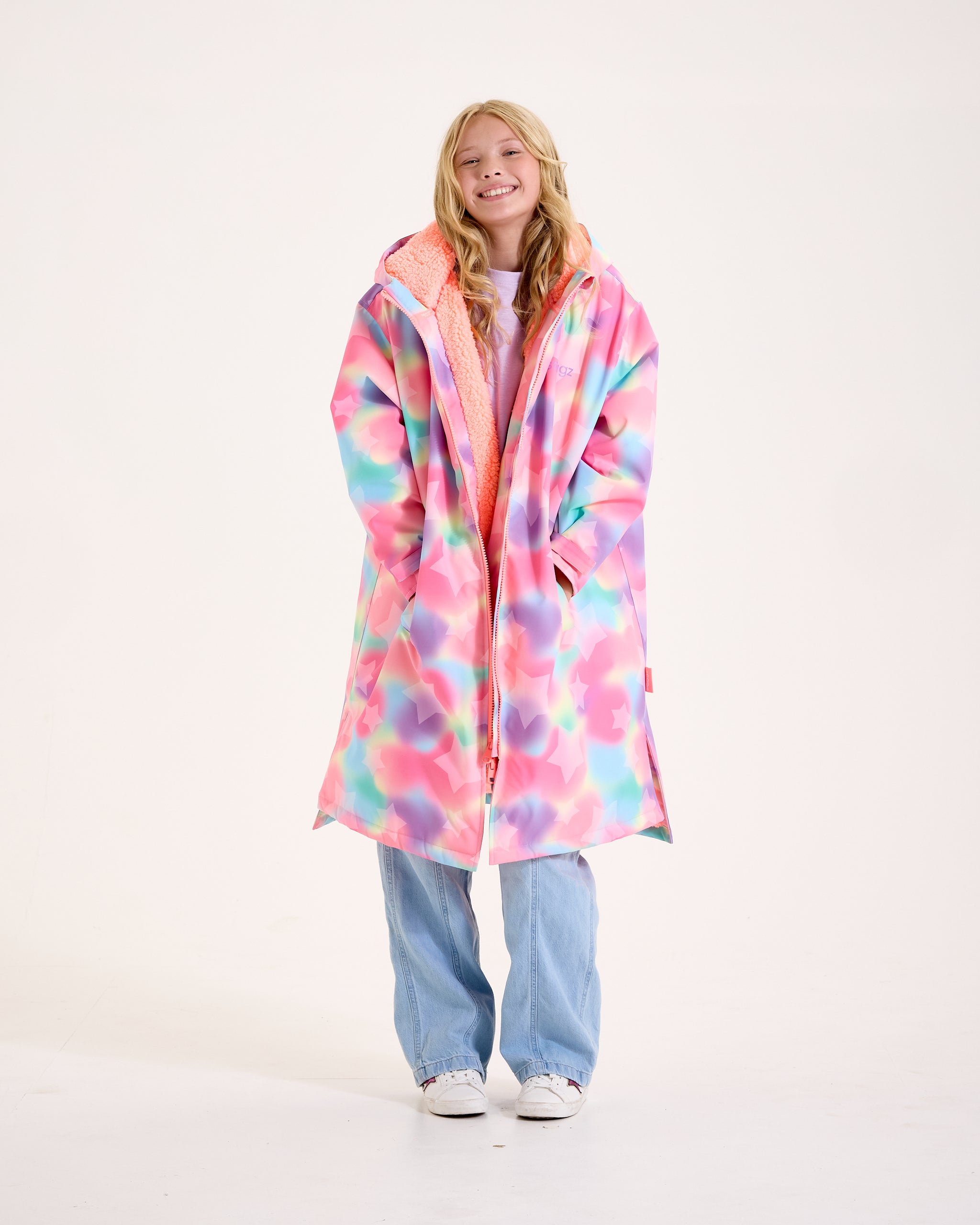 Rainbow Rbe Snuggz Kids Lite Rainbow Star Print Changing Robe