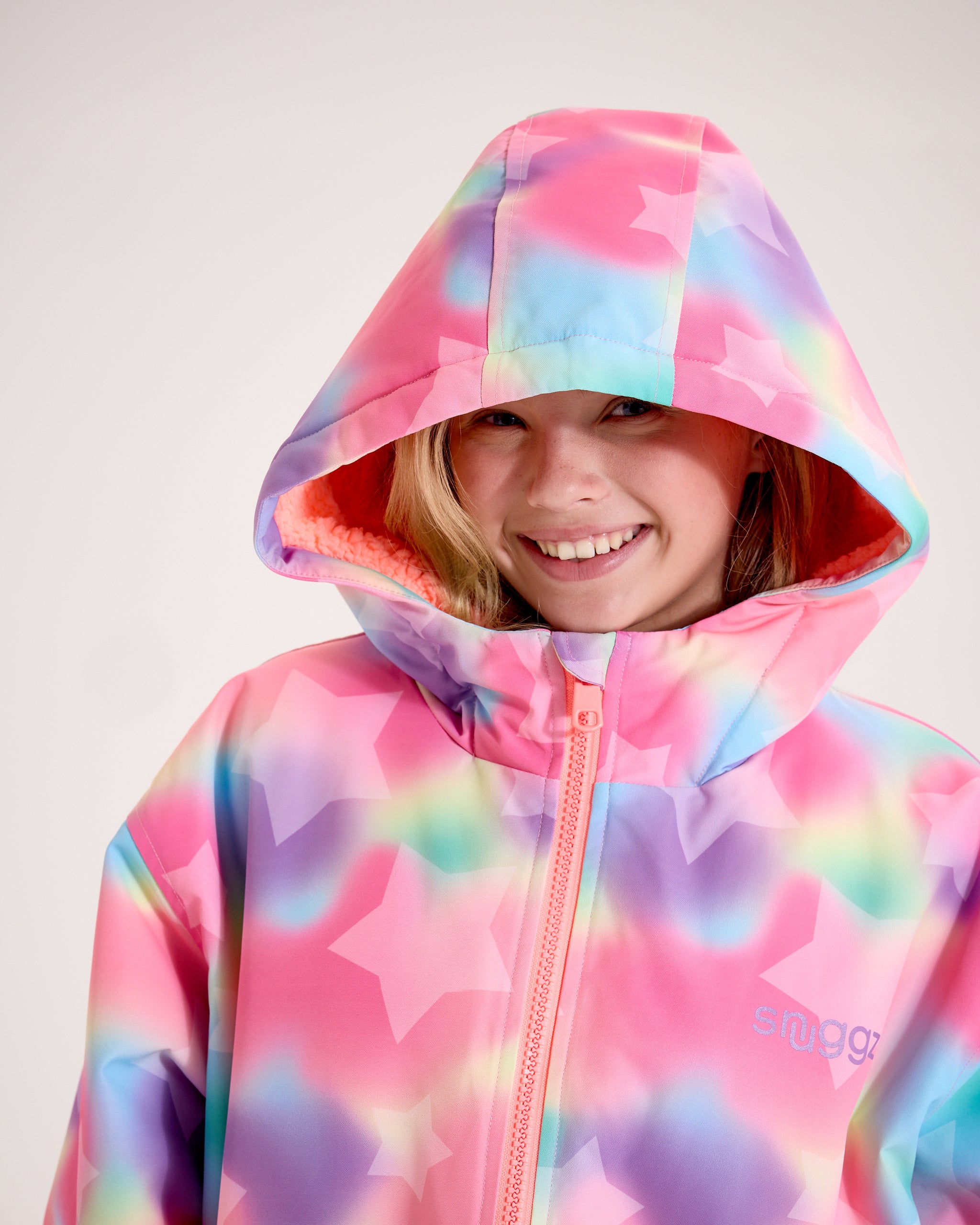 Rainbow Rbe Snuggz Kids Lite Rainbow Star Print Changing Robe