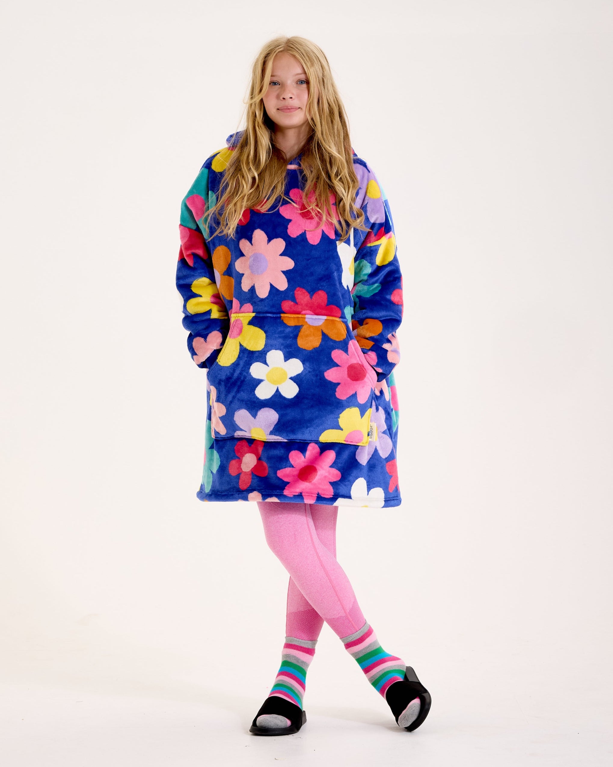 Snuggz Women Original Blue Flower Power Hooded Blanket