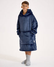 Snuggz Kids Lite Black Changing Robe with Blue Borg & Navy Hooded Blanket Bundle