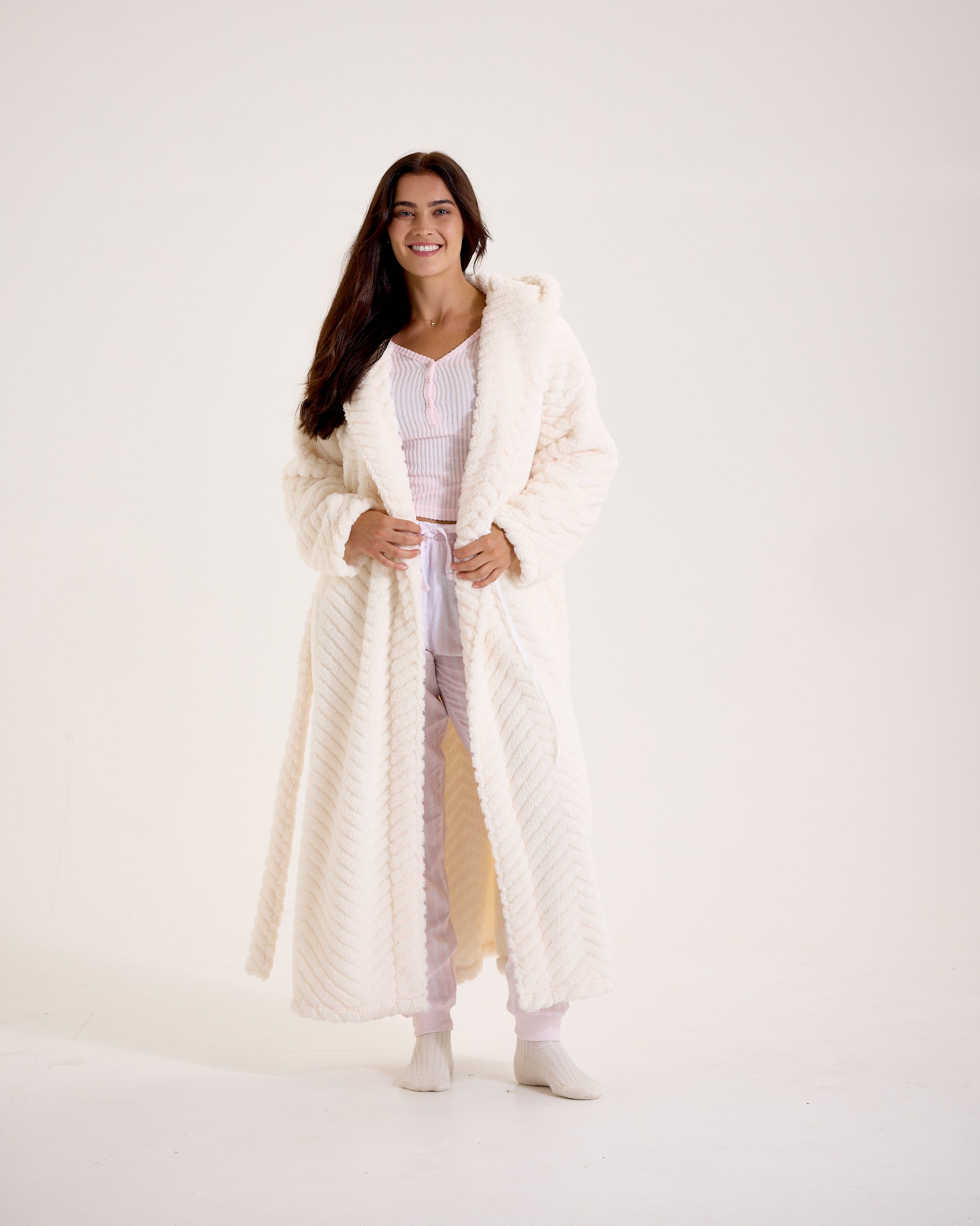 oversized dressing gown Borg Hooded Long Dressing Gown