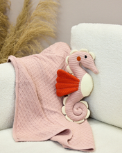Snuggz Knitted Seahorse Toy & Cotton Baby Blanket Set
