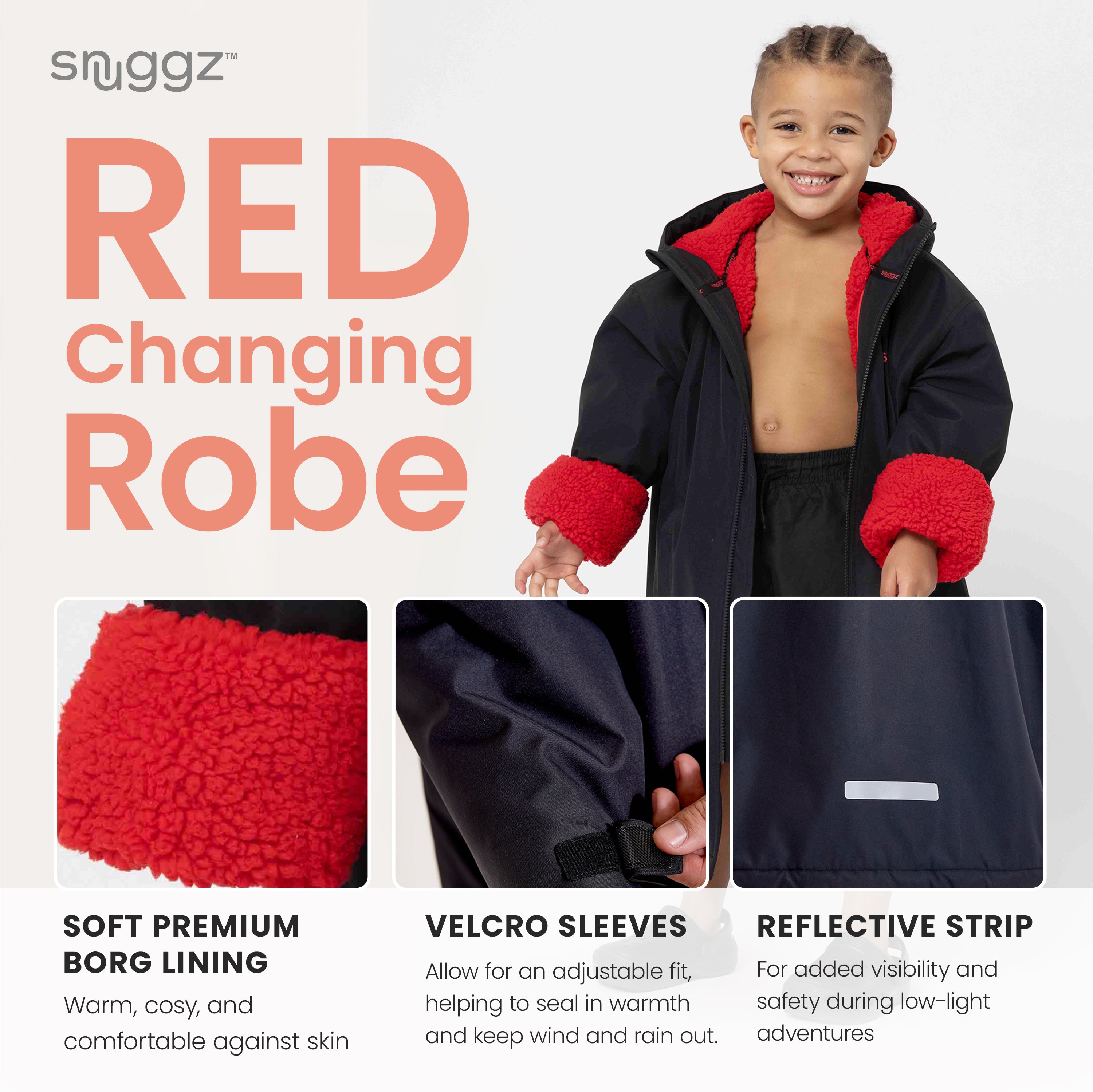 Snuggz Lite Boys Red Changing Robe