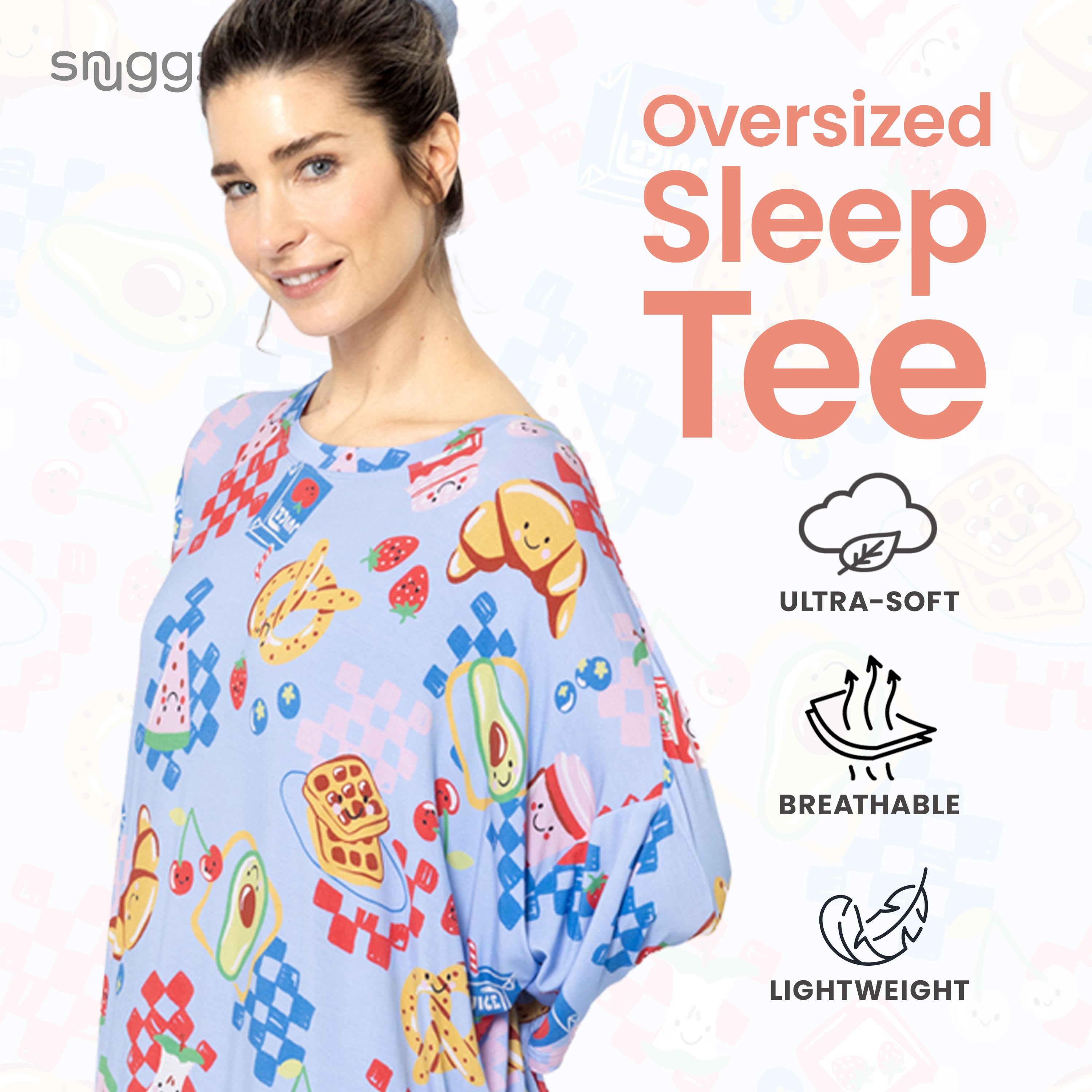 Snuggz Women Brunch Print Oversized Cooling Sleep Tee