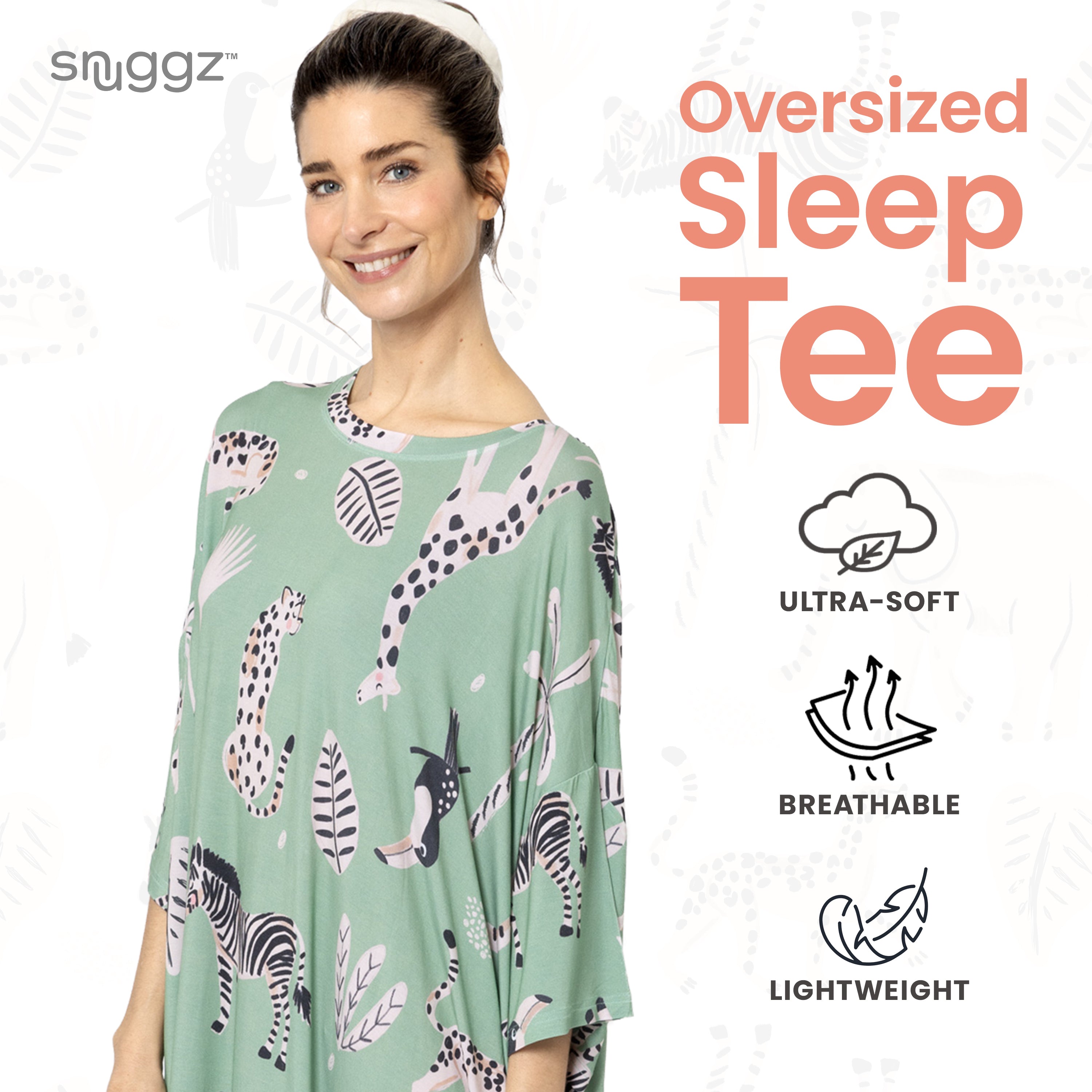 Snuggz Women Safari Bamboo Oversized Sleep Tee