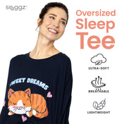 Snuggz Women Sweet Dreams Cat Oversized Bamboo Sleep Tee