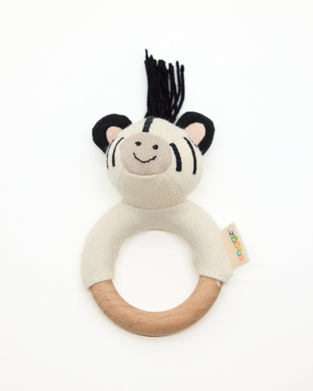 Snuggz Knitted Zebra Ring Rattle Baby Toy