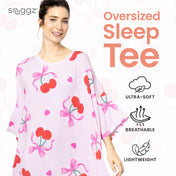 Snuggz Women Cherry Bow Bamboo Oversized Sleep Tee