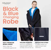 Snuggz Girls Lite Black Changing Robe with Blue Borg