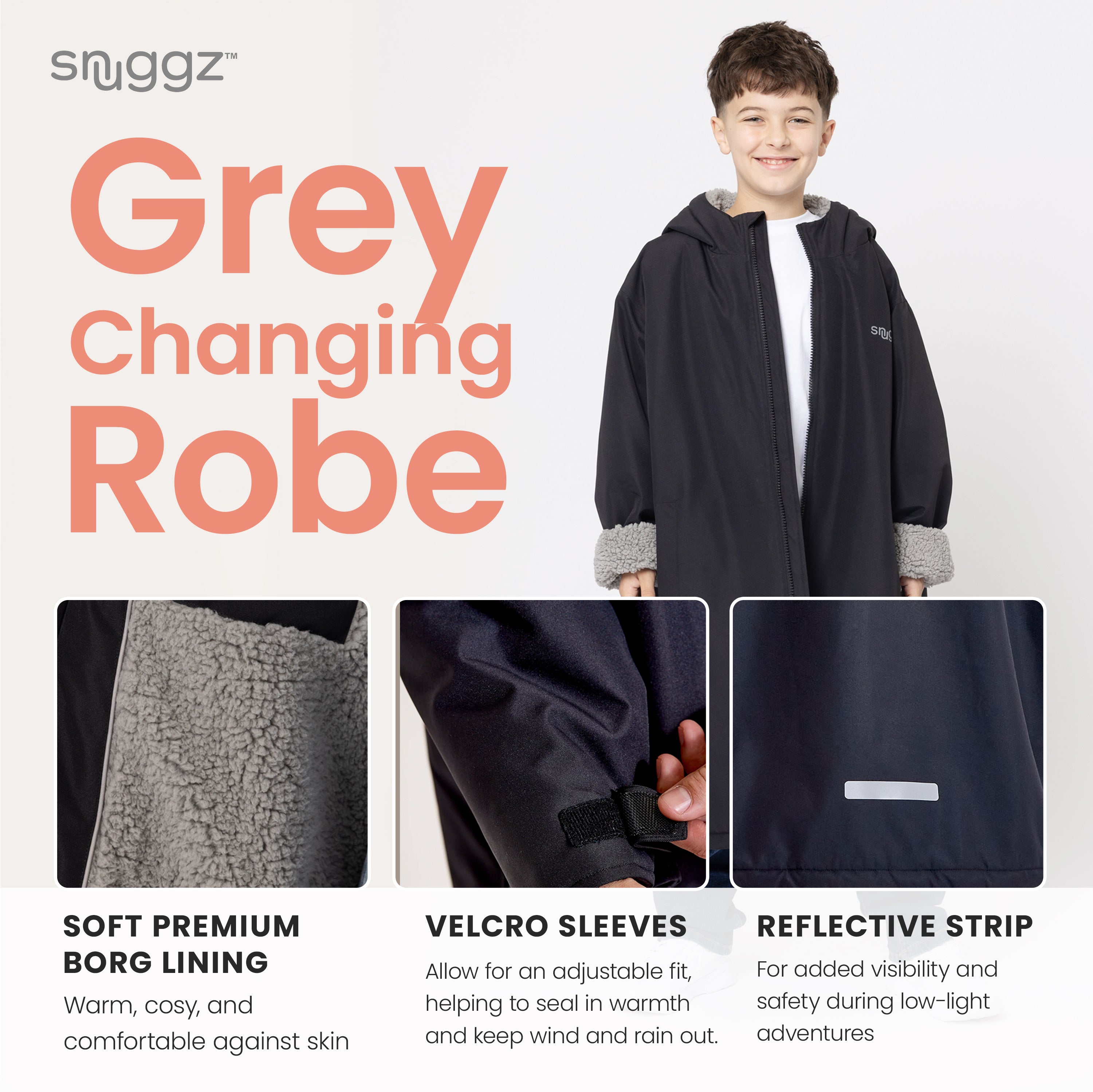 Snuggz Lite Boys Grey Changing Robe
