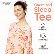Snuggz Women Tropical Palm Print Bamboo Oversized Sleep Tee