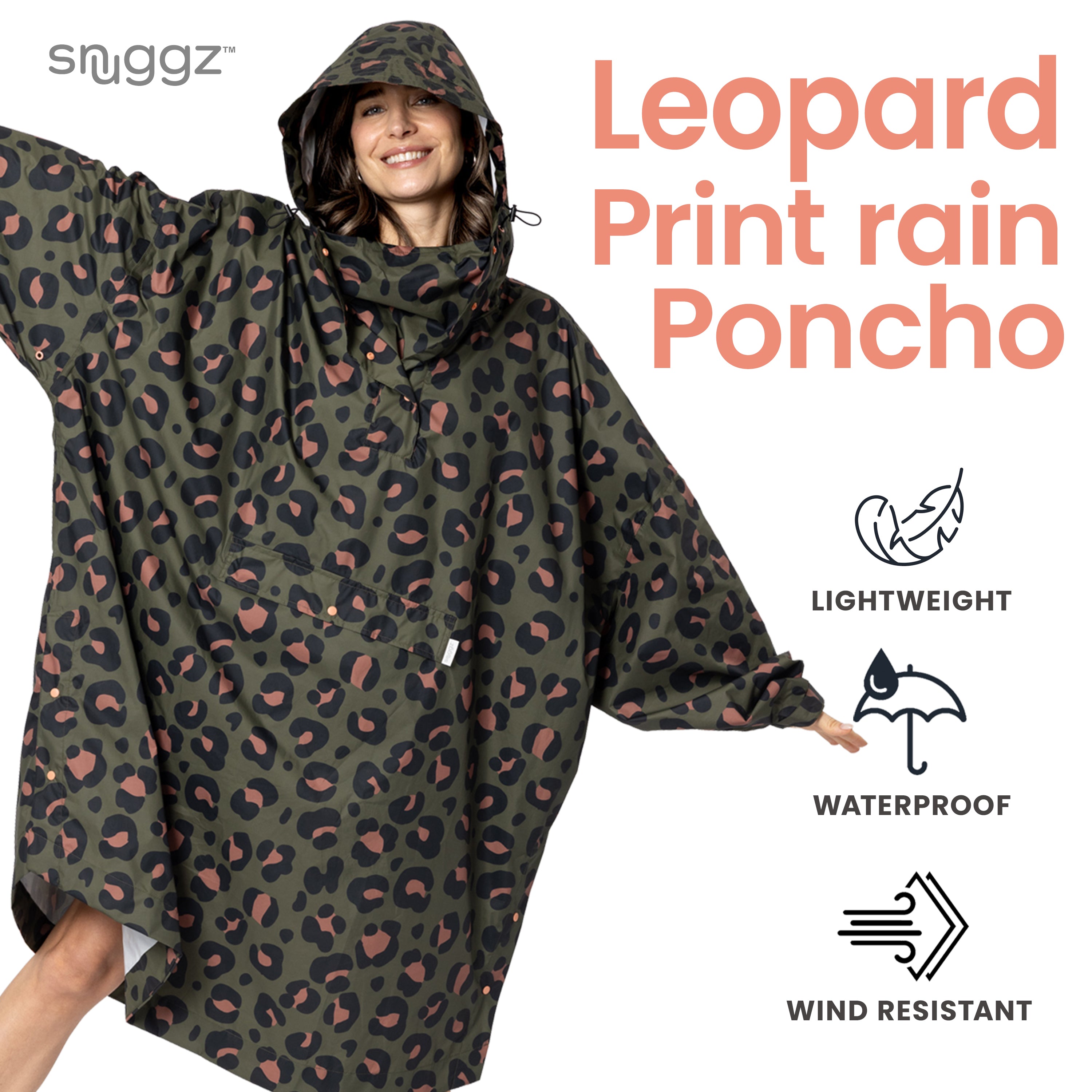 Snuggz Adult Leopard Print Rain Poncho