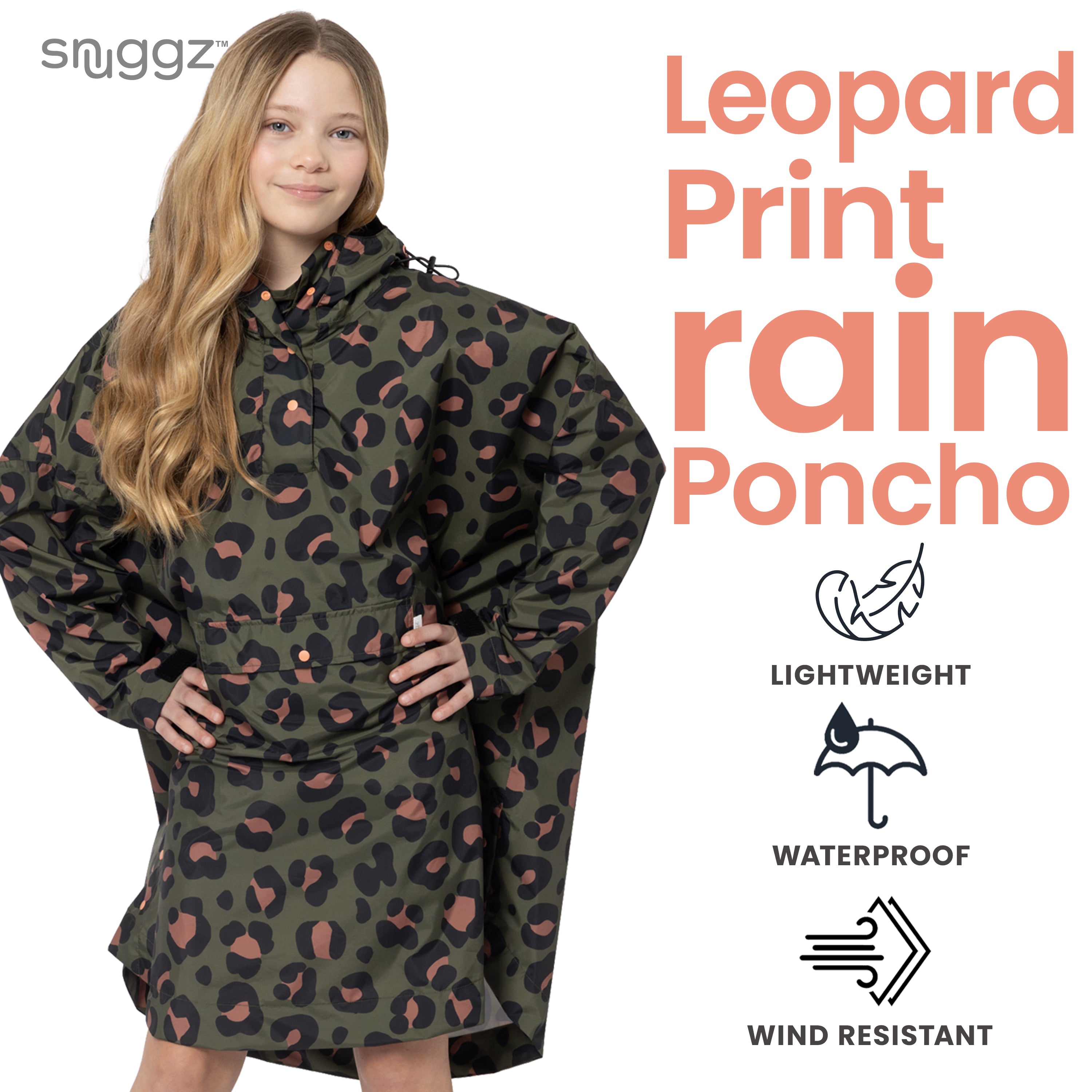Snuggz Kids Leopard Print Rain Poncho