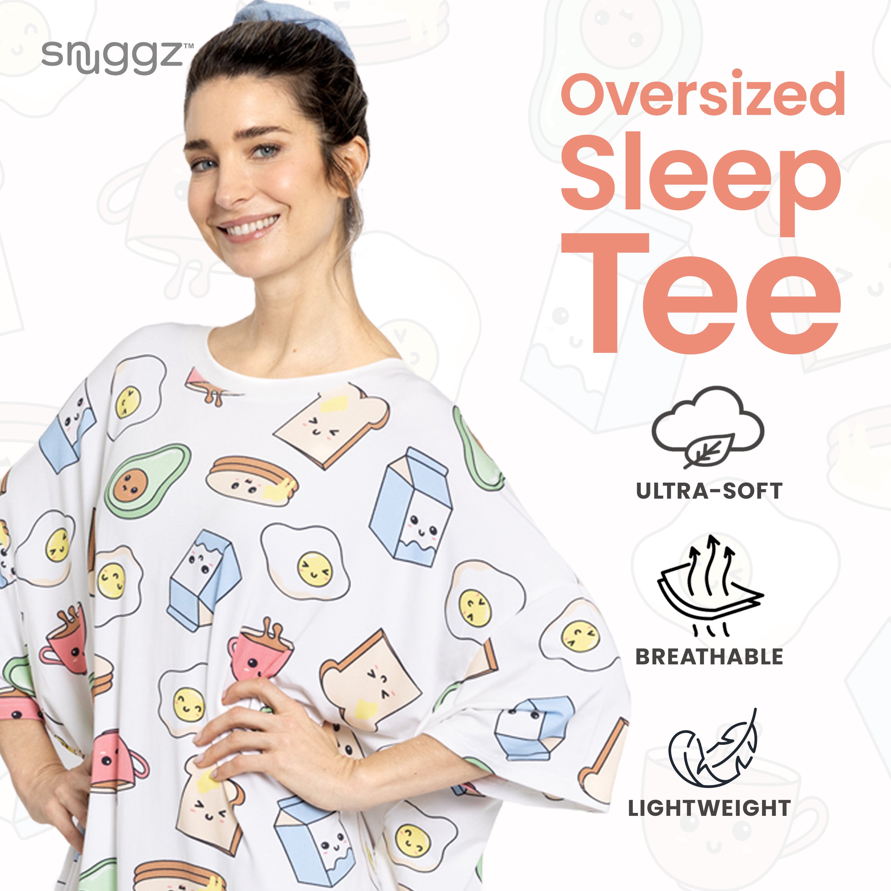 Snuggz Women Breakfast Club Oversized Bamboo Sleep Tee