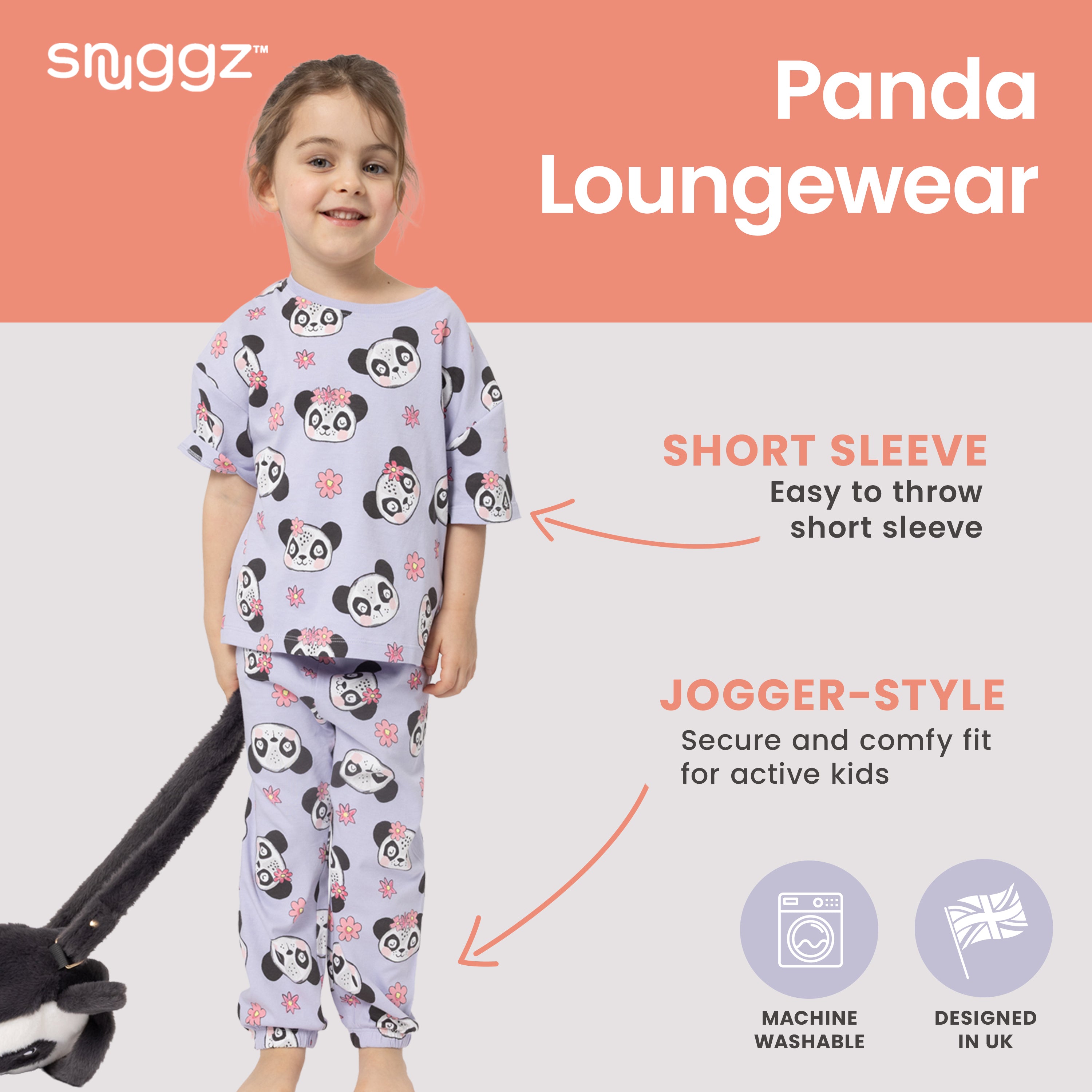 Snuggz Panda PJ Set with Plush Bag