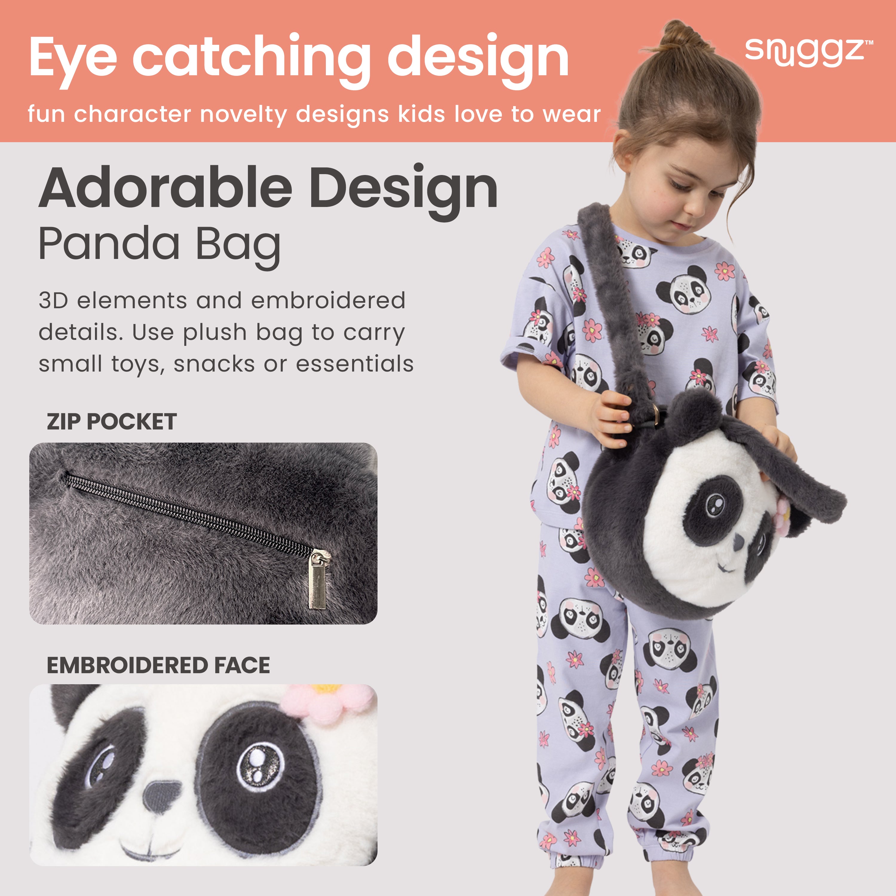 Snuggz Panda PJ Set with Plush Bag
