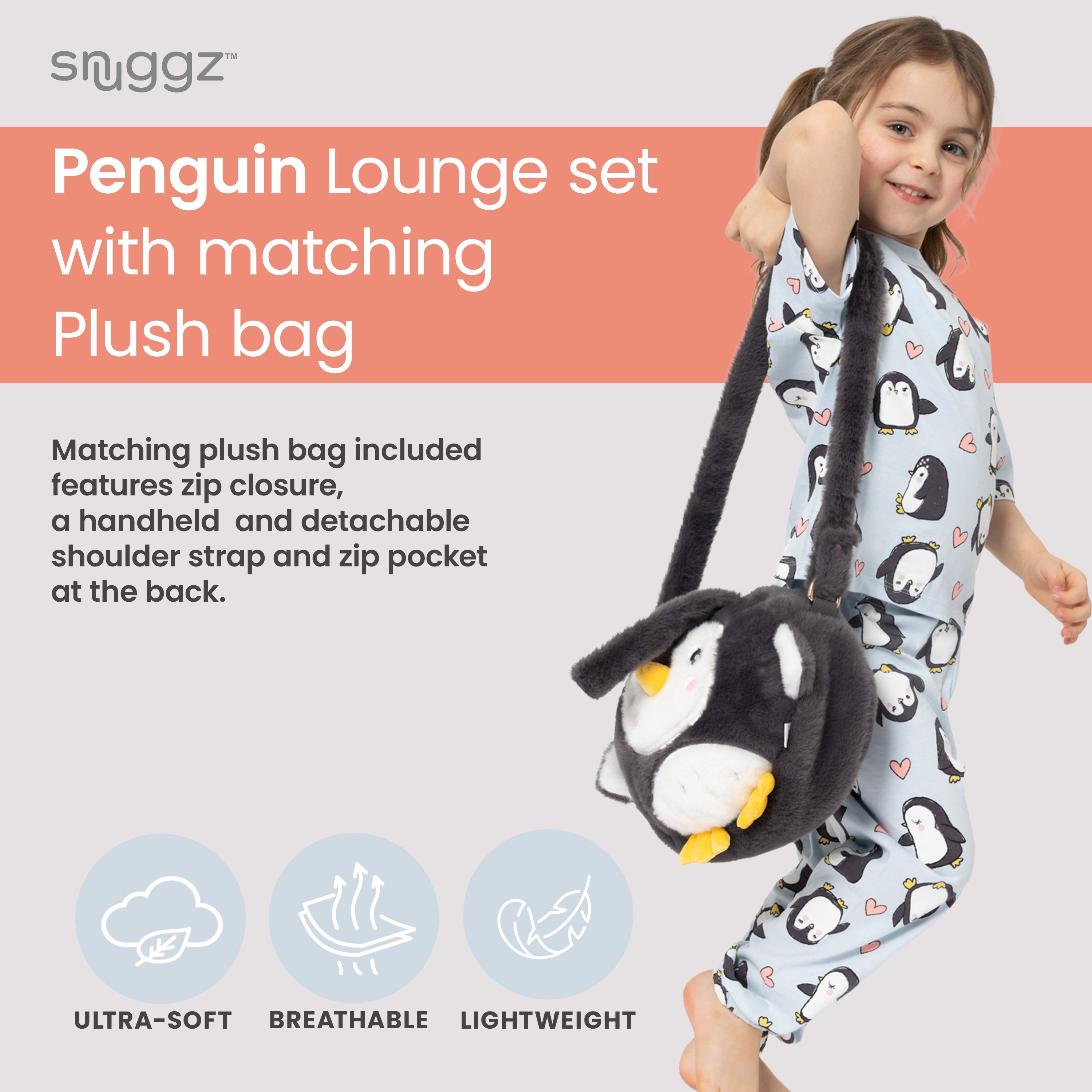 Snuggz Penguin PJ Set with Plush Bag Unisex