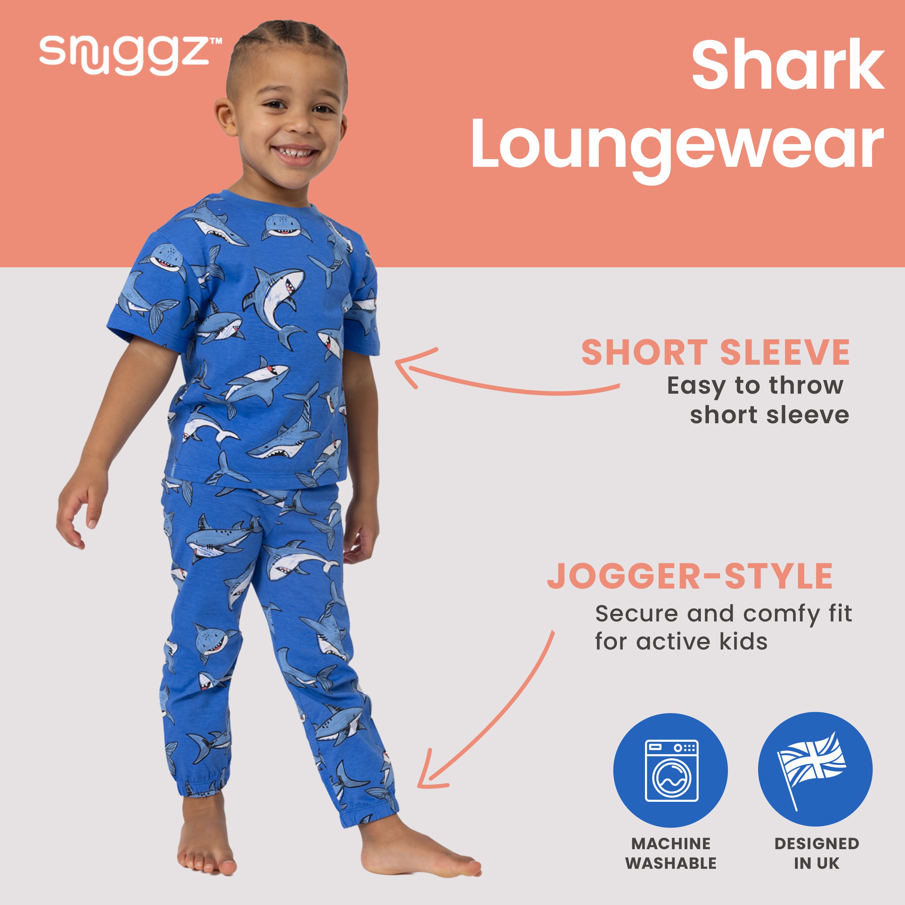 Snuggz Boys Shark PJ Set with Plush Bag