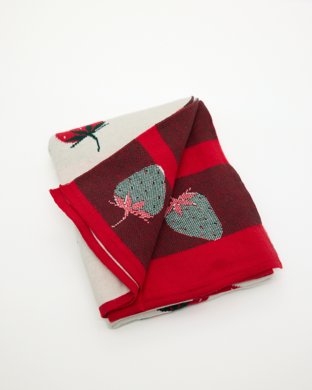 Snuggz Cotton Knitted Strawberry Baby Blanket, 80 x 100 cm