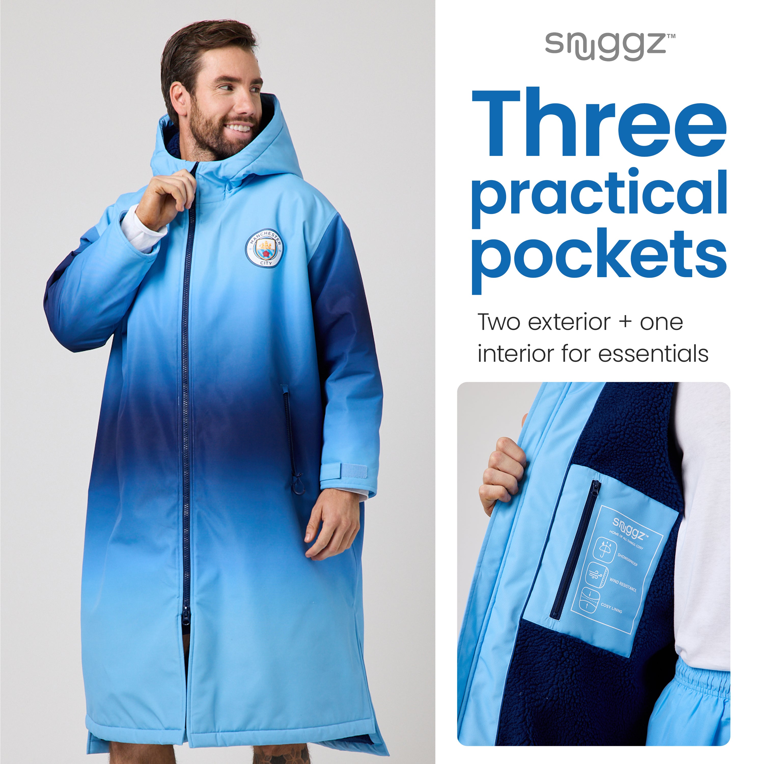 Snuggz Original Adults Manchester City Changing Robe and Swim Shorts Set