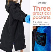 Snuggz Girls Lite Black Changing Robe with Blue Borg