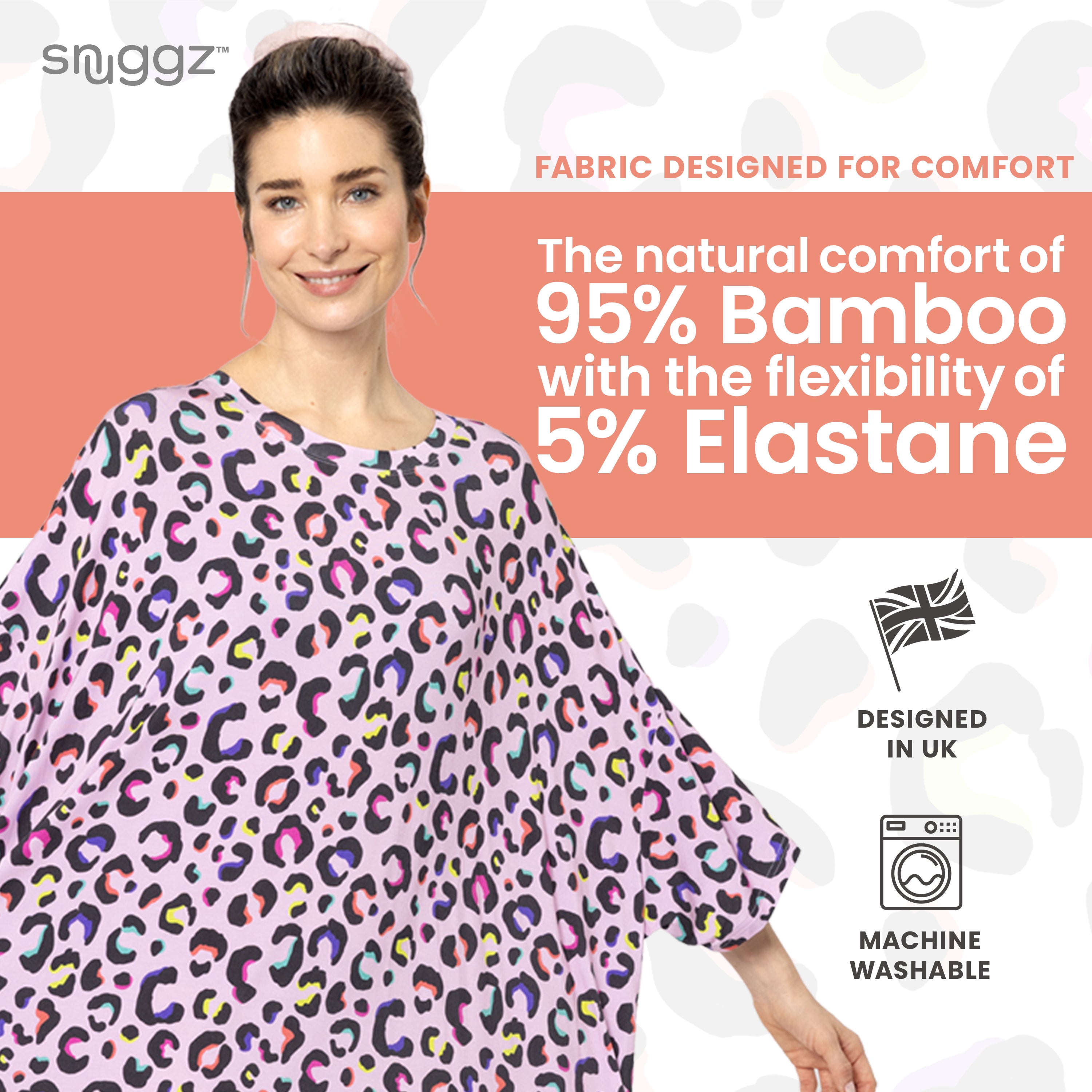 Snuggz Women Leopard Print Bamboo Oversized Sleep Tee