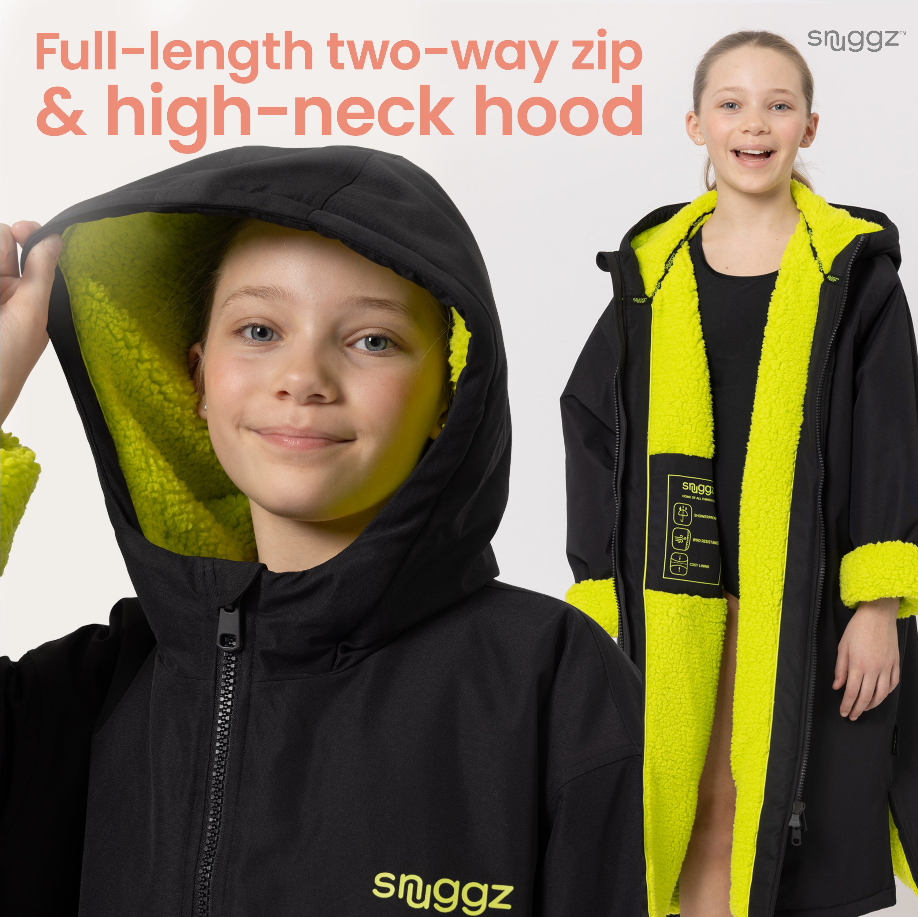 Snuggz Lite Girls Lime Lining Changing Robe