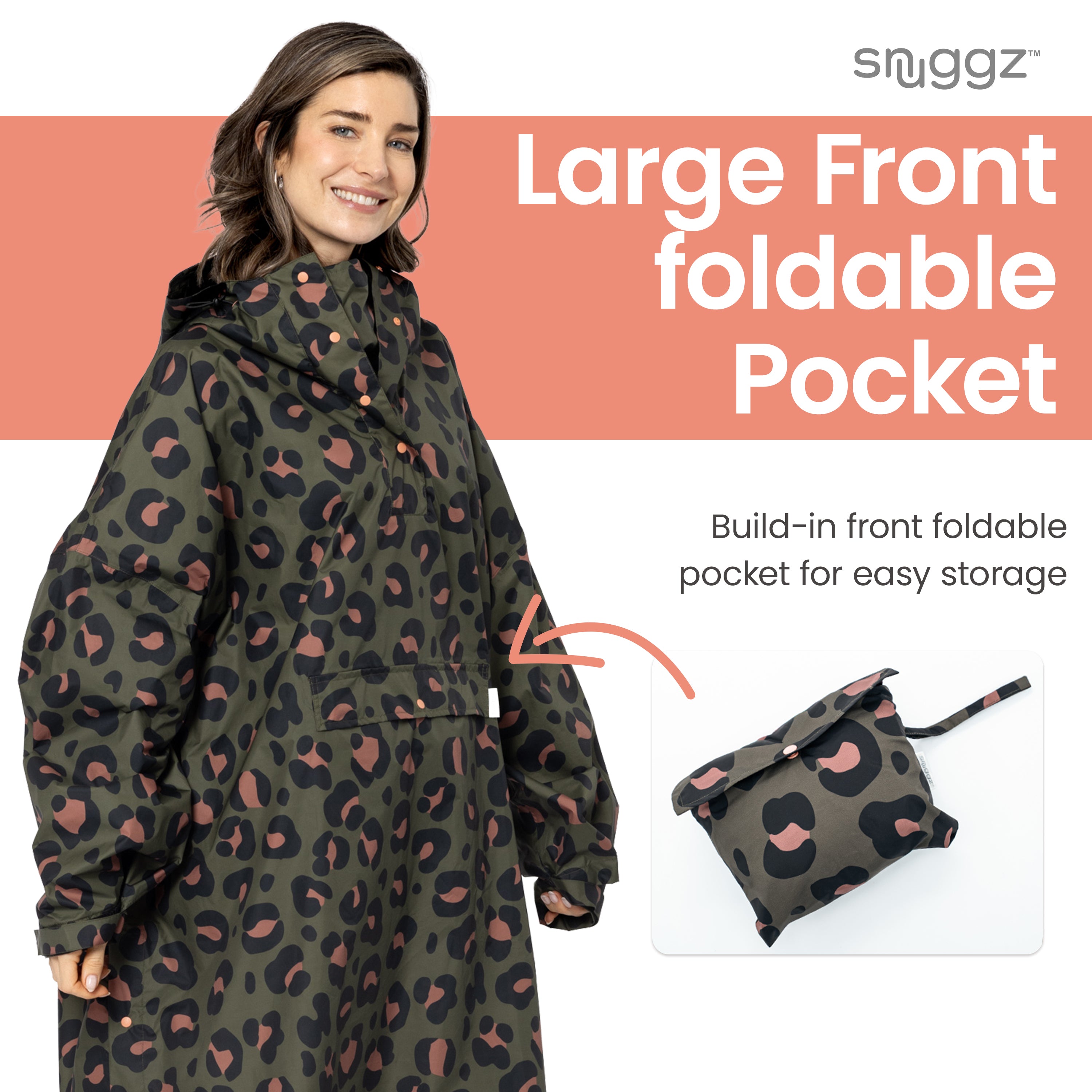 Snuggz Adult Leopard Print Rain Poncho