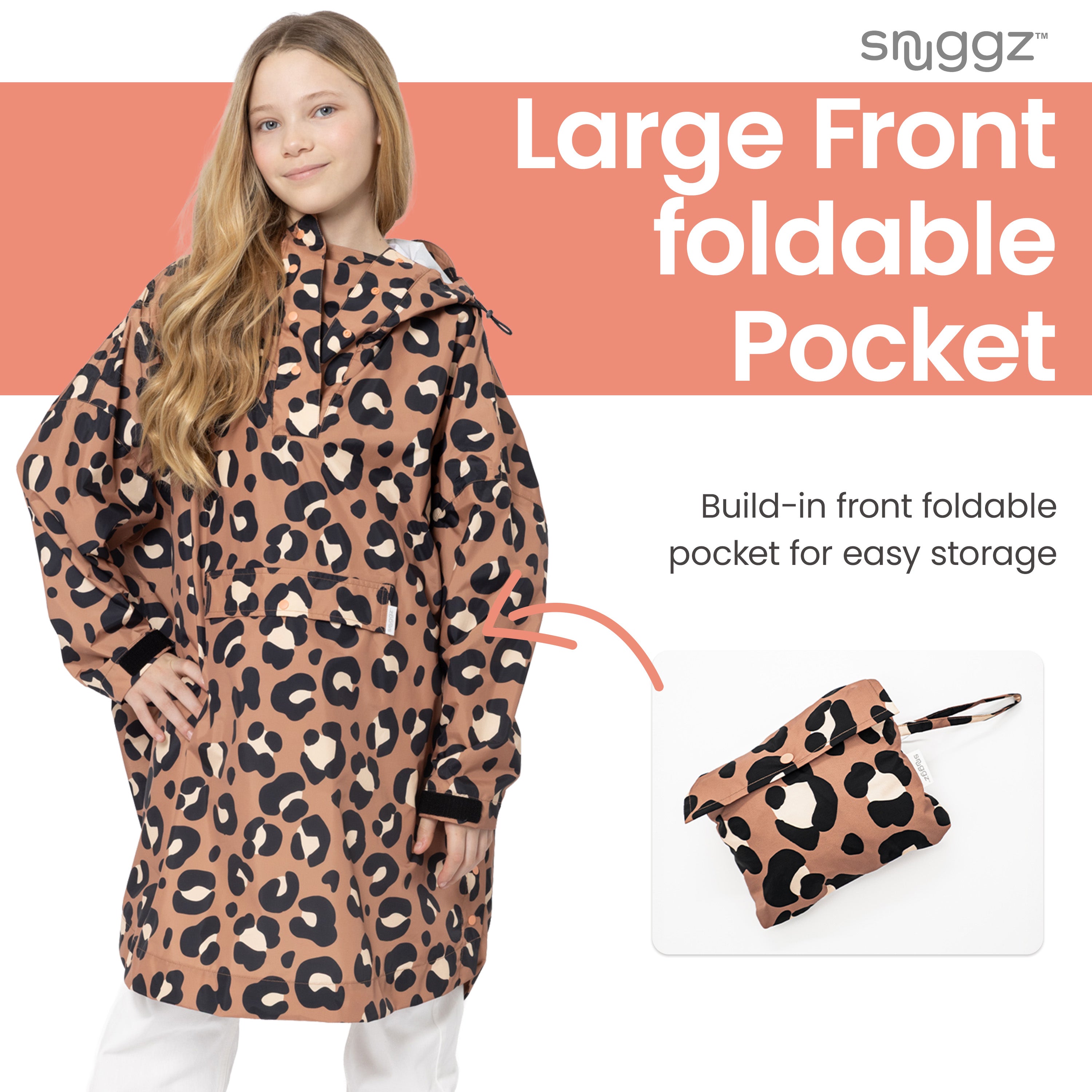 Snuggz Kids Neutral Leopard Print Rain Poncho