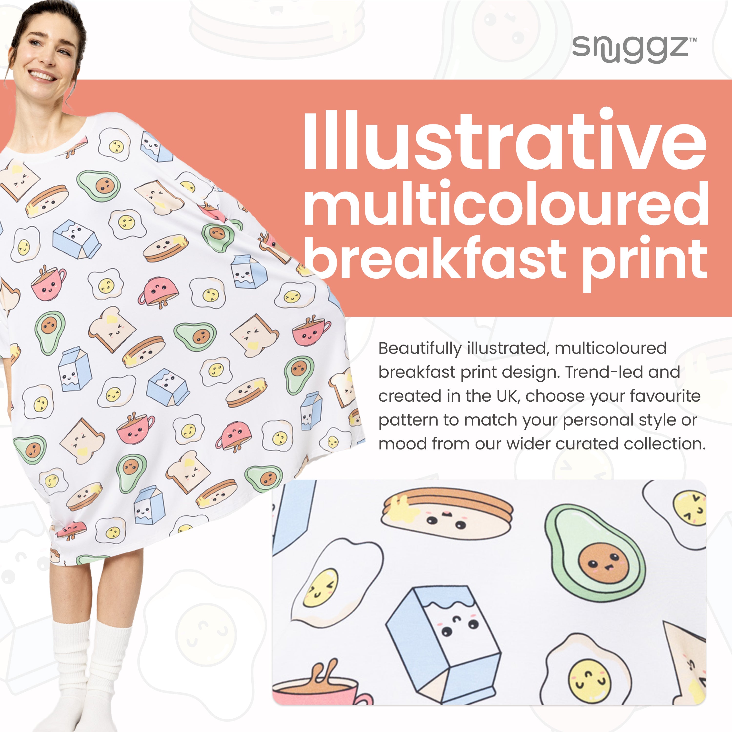 Snuggz Women Breakfast Club Oversized Bamboo Sleep Tee
