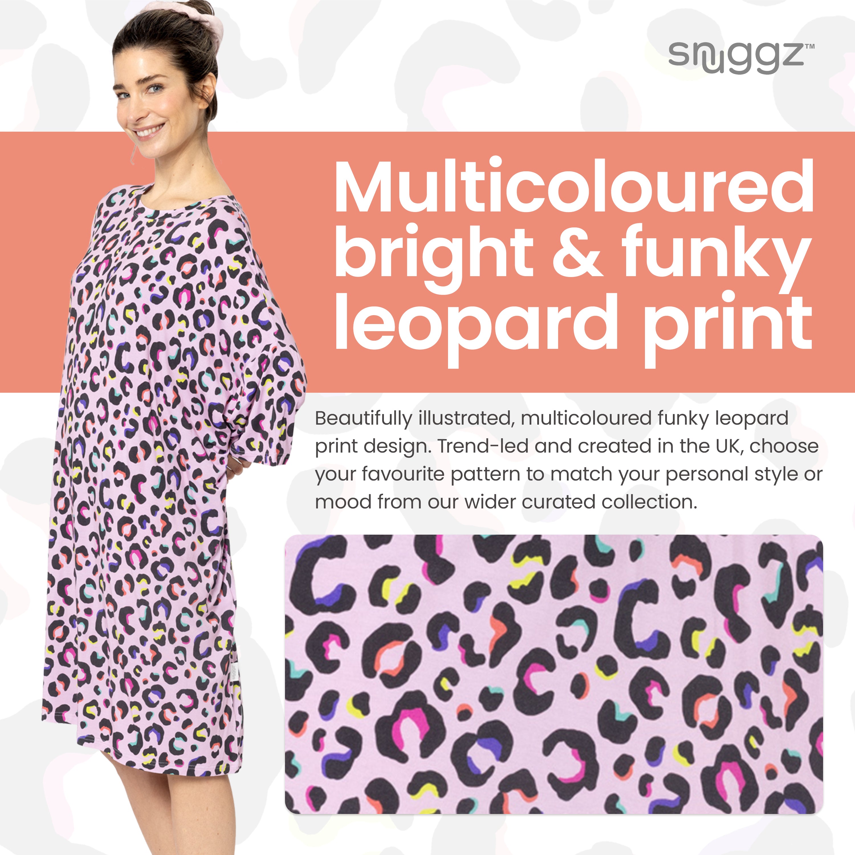 Snuggz Women Leopard Print Bamboo Oversized Sleep Tee