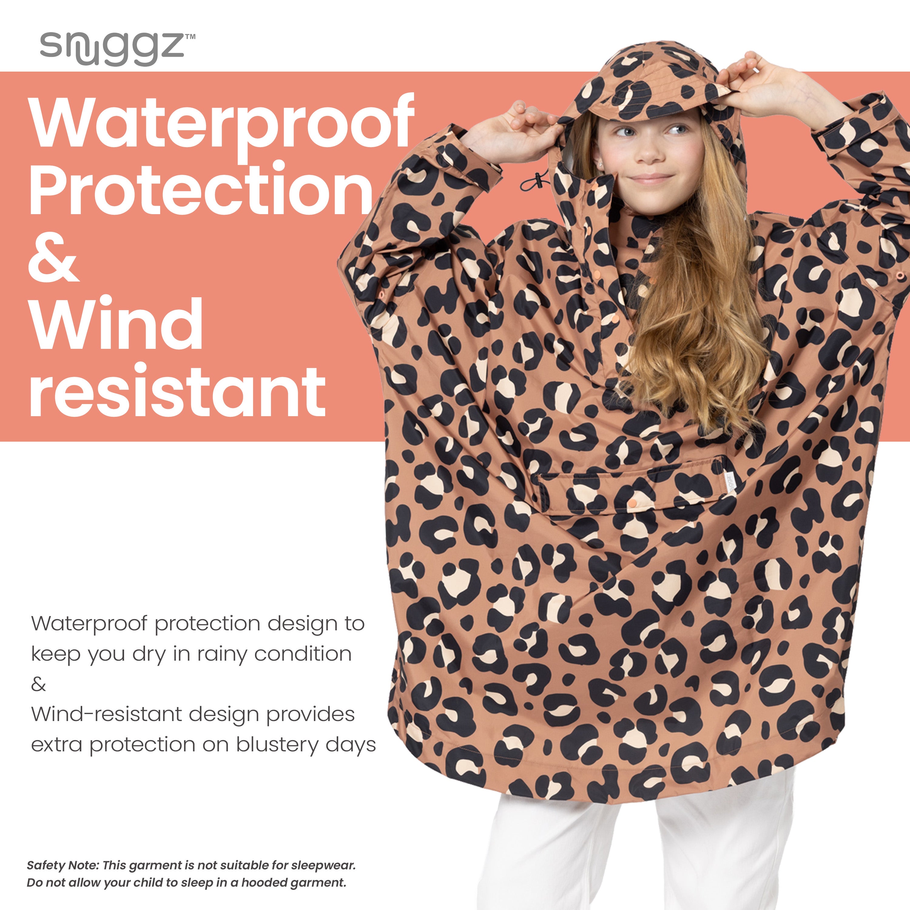 Snuggz Kids Neutral Leopard Print Rain Poncho
