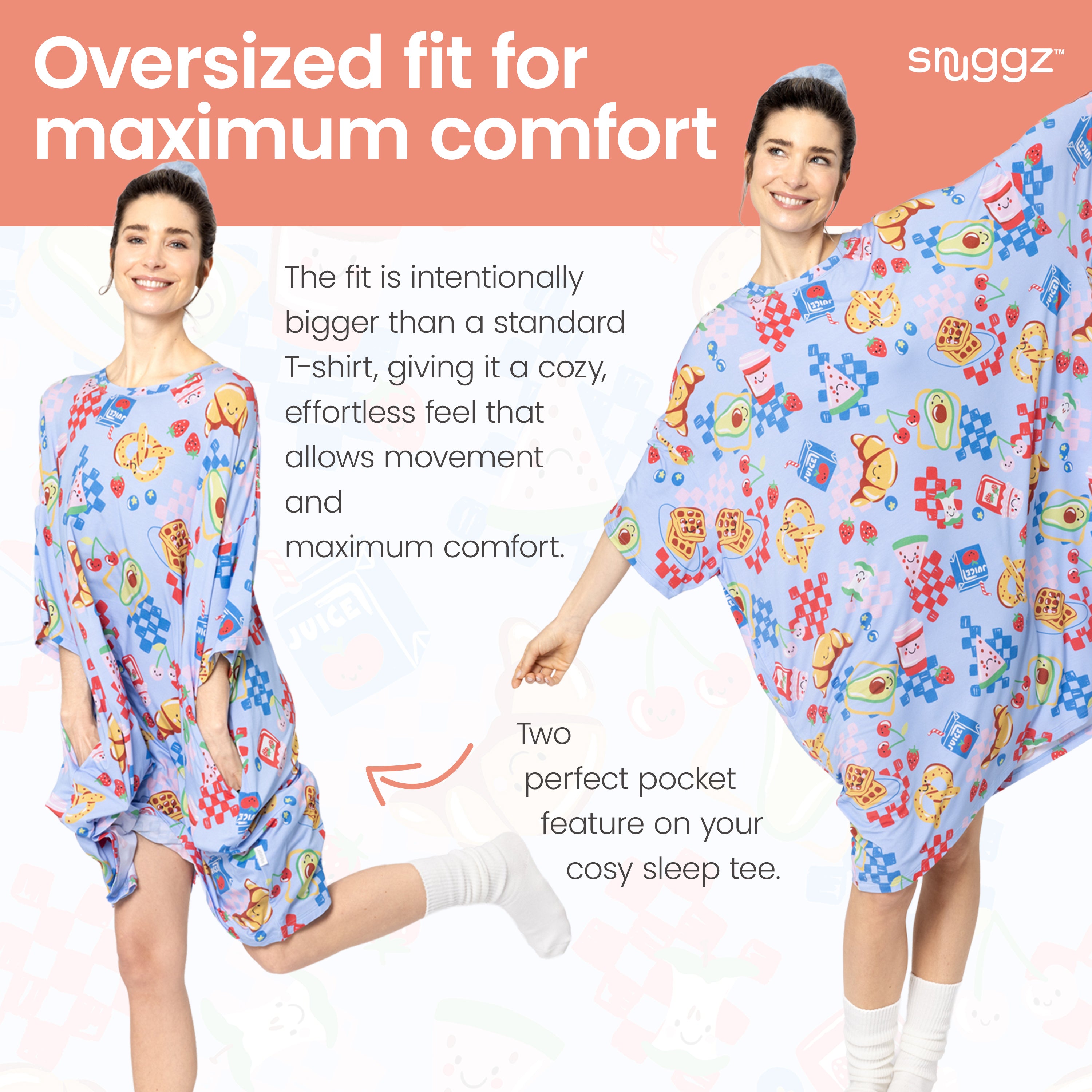 Snuggz Women Brunch Print Oversized Cooling Sleep Tee
