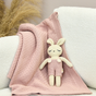Snuggz Knitted Pink Bunny Toy & Cotton Baby Blanket Set