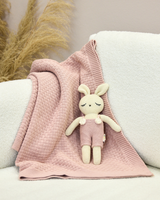 Snuggz Knitted Pink Bunny Toy & Cotton Baby Blanket Set
