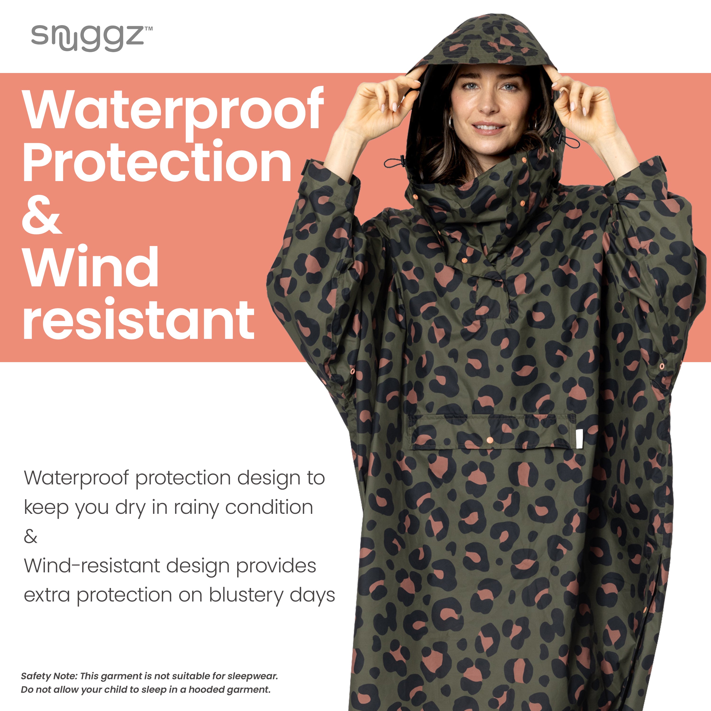 Snuggz Adult Leopard Print Rain Poncho