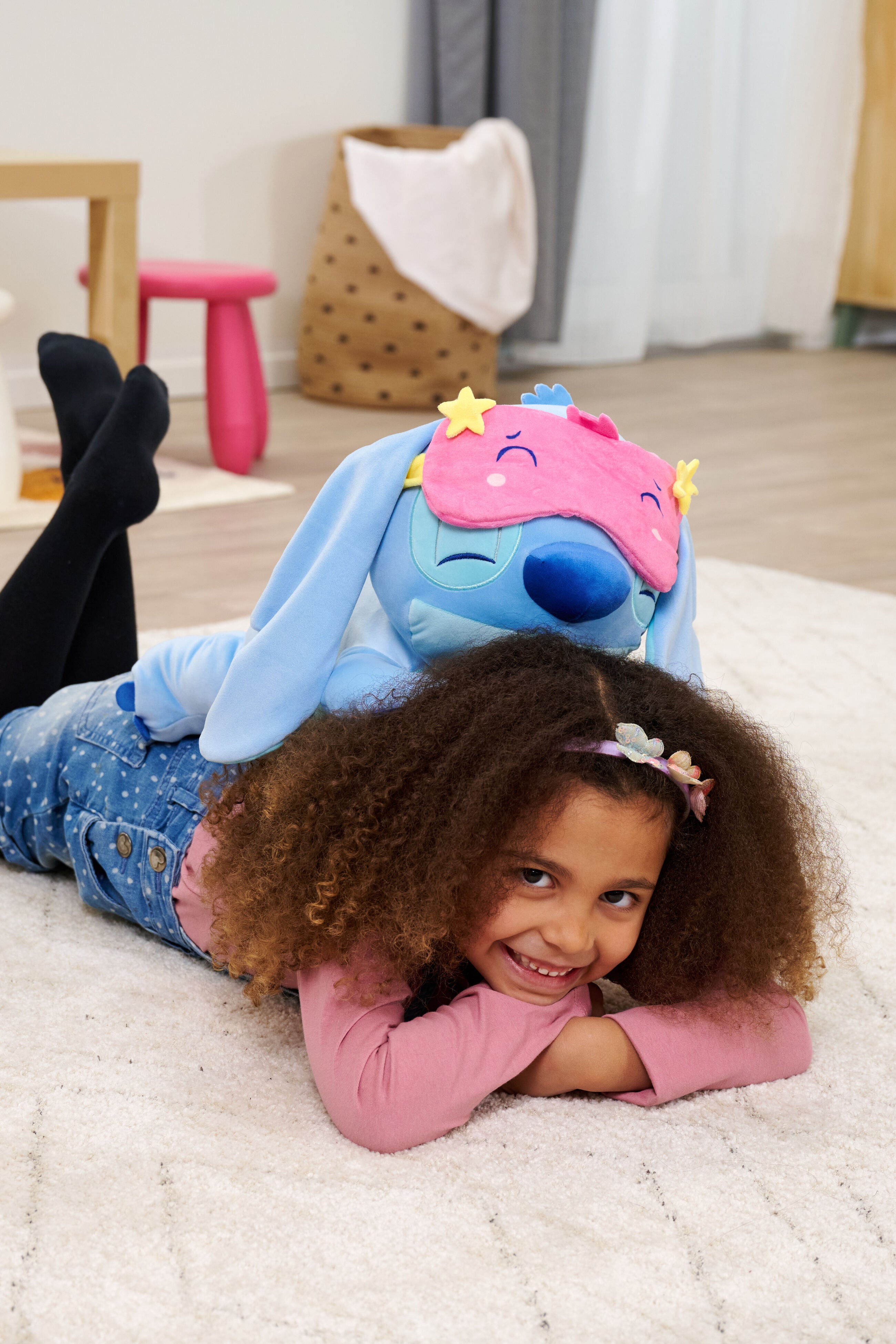 Disney Snuglets Wellbeing Stitch with Sleep Mask Disney Official Snuggz Licenced Weighted Plush Toy - Large Size