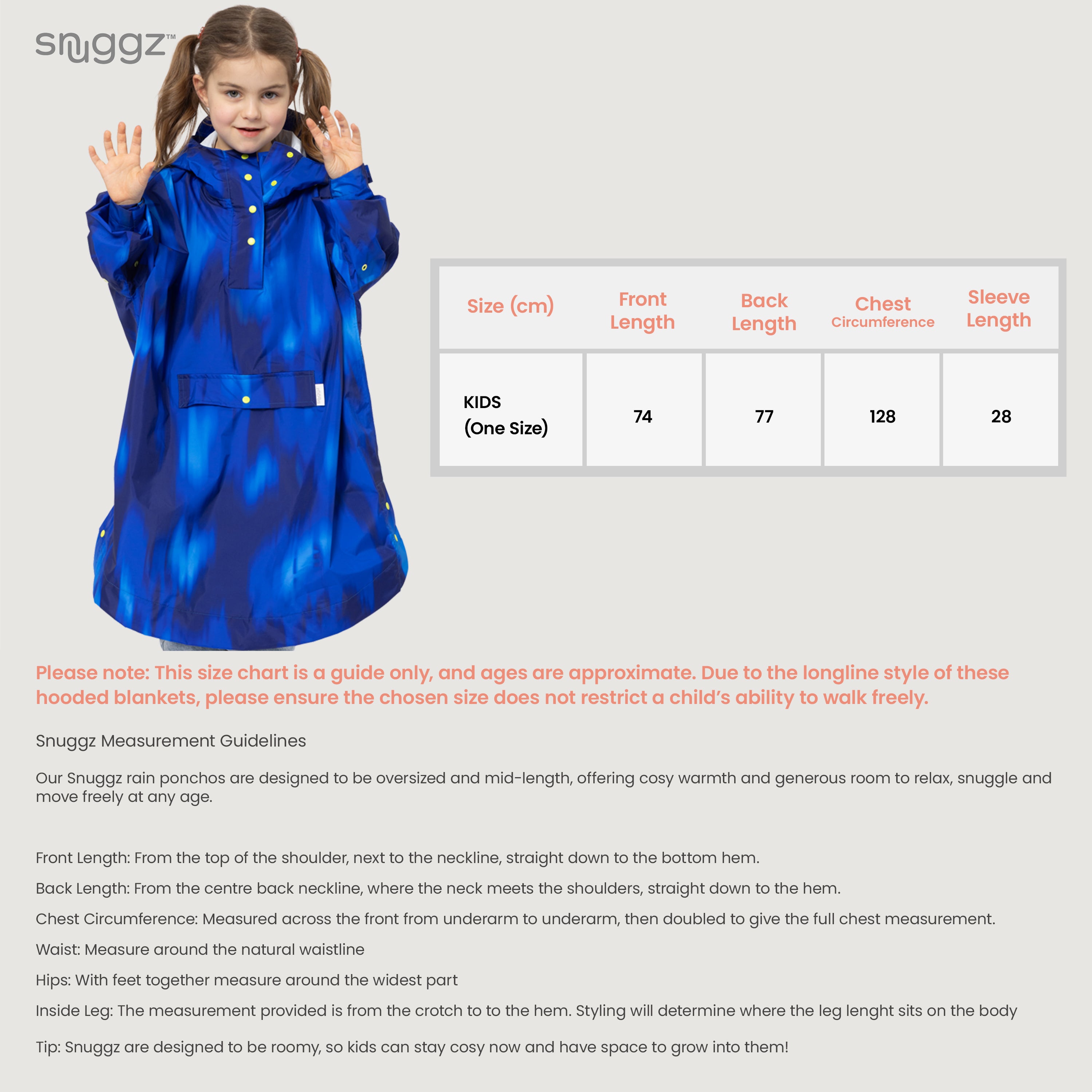 Snuggz Abstract Rain Poncho Kids