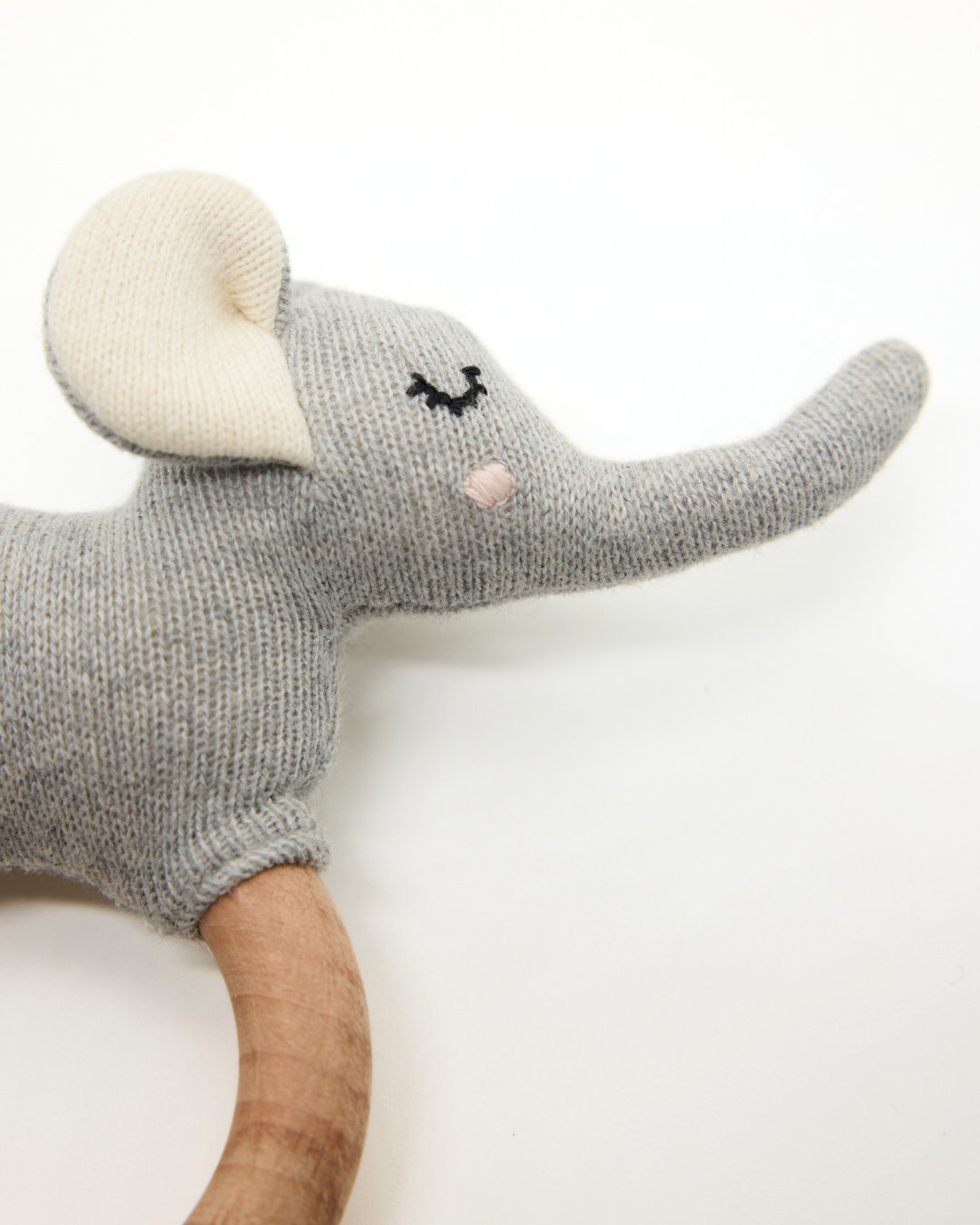 Snuggz Knitted Elephant Ring Rattle Baby Toy